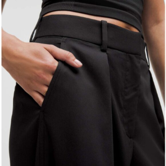 Black Lululemon Pleat-Front High Rise Trouser - Picture 3 of 4